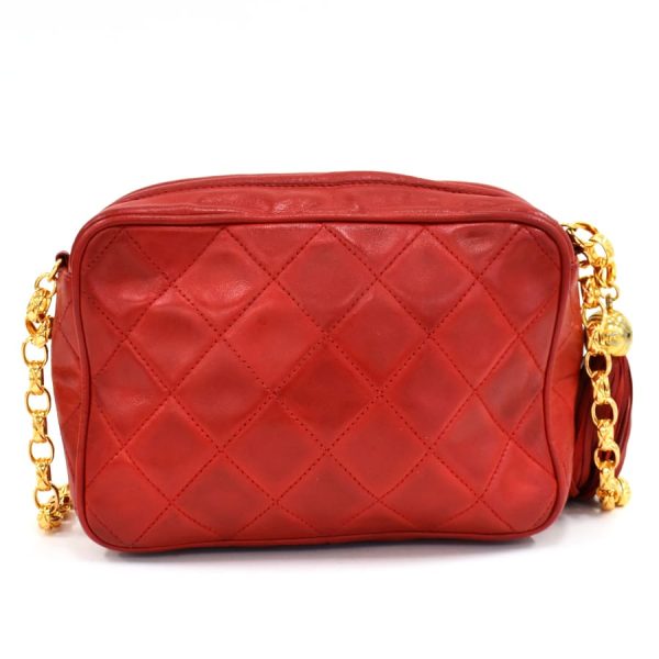 5000065884102529 3 CHANEL Chain Shoulder Bag Matelasse Tassel Leather Red