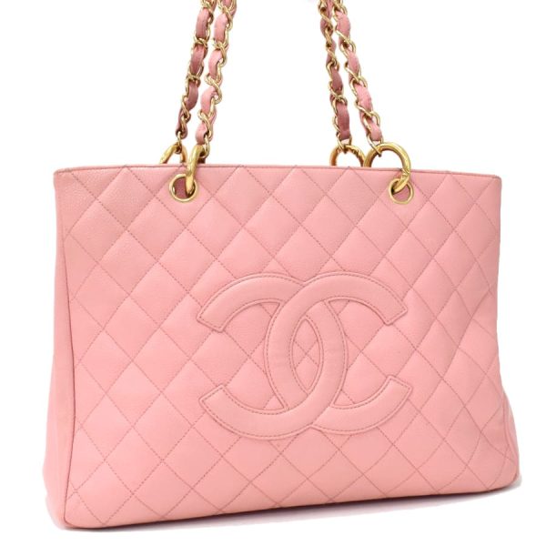 5000065884102538 1 CHANEL GST Chain Shoulder Bag Tote Coco Mark Caviar Skin Pink