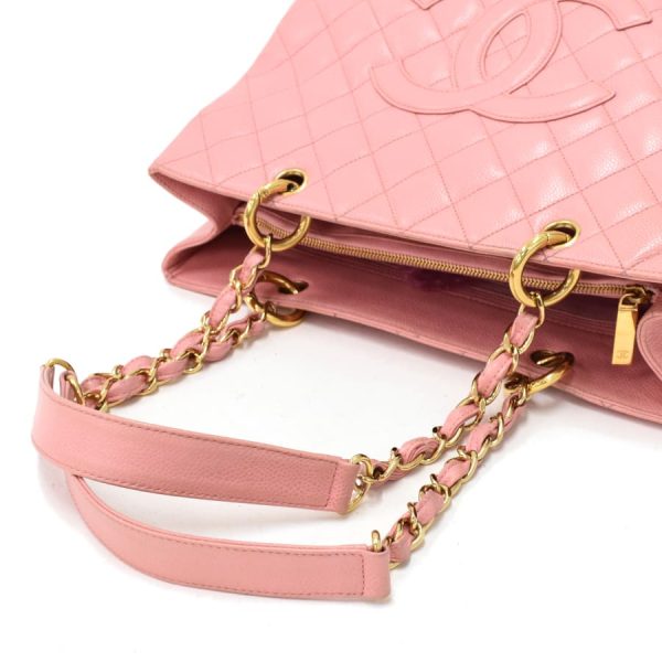 5000065884102538 7 CHANEL GST Chain Shoulder Bag Tote Coco Mark Caviar Skin Pink