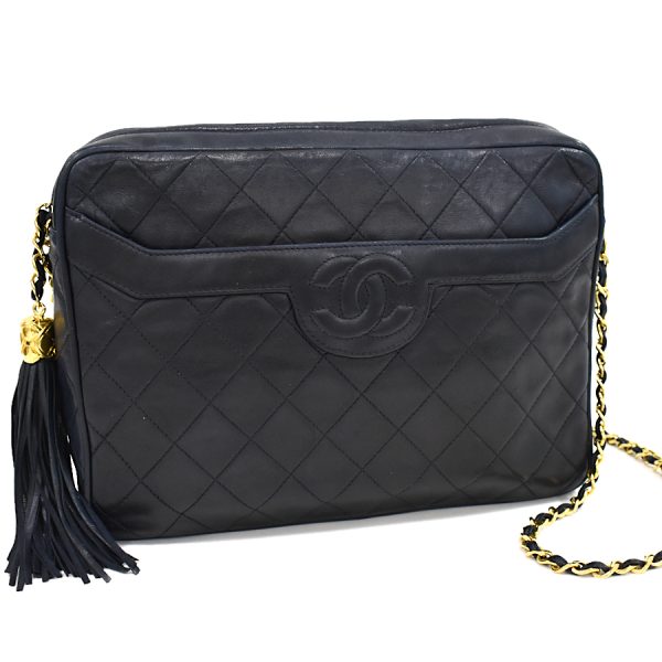 5000065884102568 1 CHANEL Chain Shoulder Bag Matelasse Lambskin Leather Navy