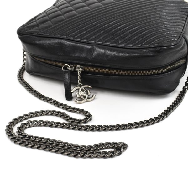 5000065884102570 7 Chanel Chain Shoulder Bag Boy Matelasse Leather Black