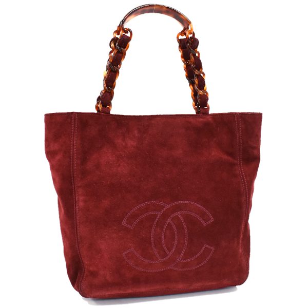 5000065884102574 1 CHANEL tote suede tortoiseshell chain here mark Bordeaux