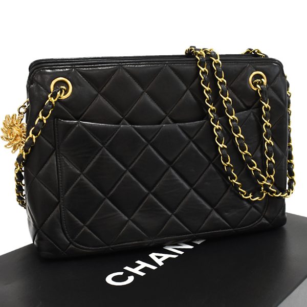 5000065884102612 1 CHANEL Matelasse Chain Shoulder Bag Lambskin Leather Black