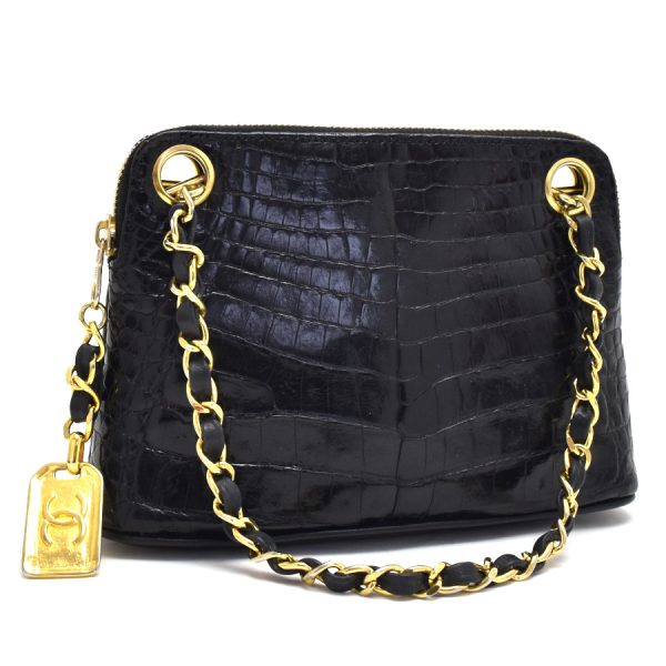 5000065884102619 1 CHANEL mini chain bag crocodile vintage ladies black