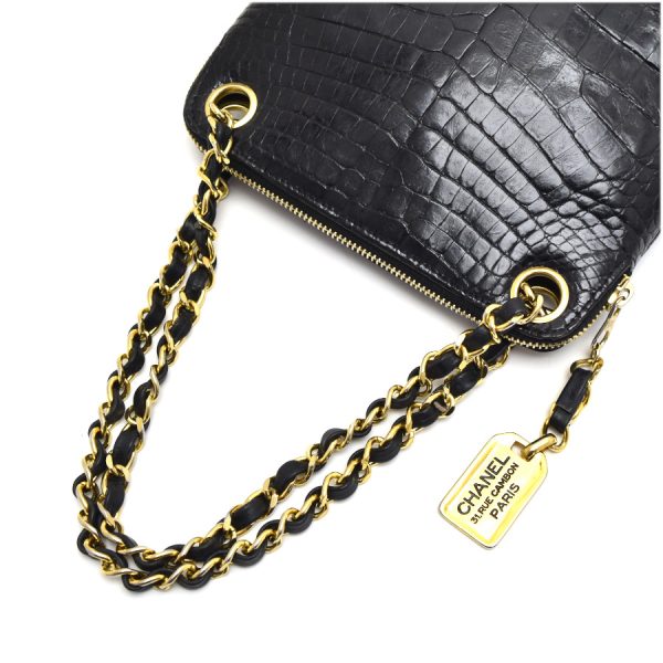 5000065884102619 7 CHANEL mini chain bag crocodile vintage ladies black