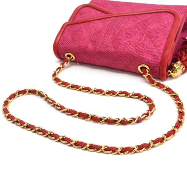 5000065884102633 6 CHANEL Chain Shoulder Bag Double Flap Tassel Leather Pink