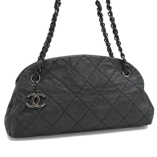 5000065884102648 1 CHANEL Mademoiselle Bowling Bag Chain Shoulder Bag Leather Black