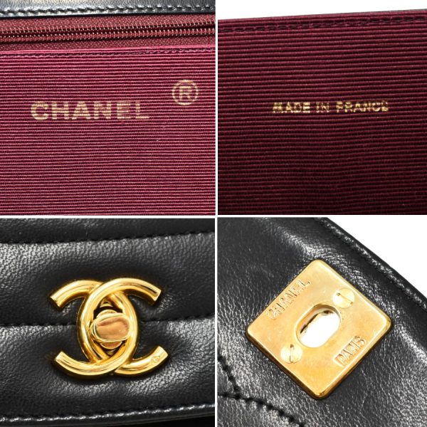 5000065884102692 9 CHANEL Chain Shoulder Bag Half Moon Coco Mark Turnlock Lambskin Black