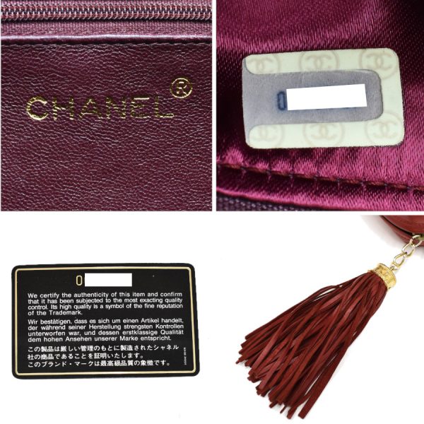 5000065884102698 9 CHANEL Chain Shoulder Bag Coco Mark Lambskin Leather Tassel Red