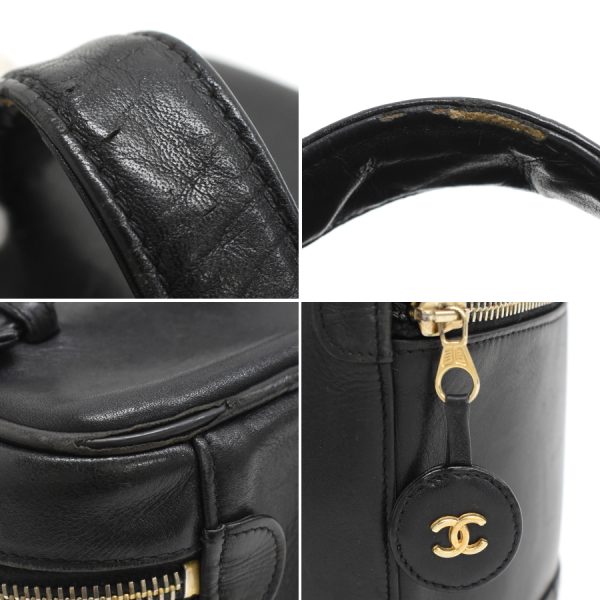 5000065884102716 9 CHANEL Vanity Handbag Pouch A01619 Cocomark Bicolore Leather Black