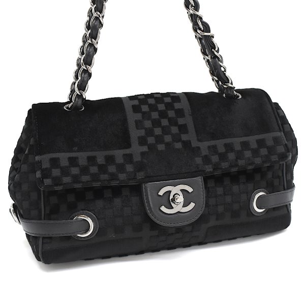 5000065884102779 1 CHANEL Chain Shoulder Bag CocoMark Velvet Black