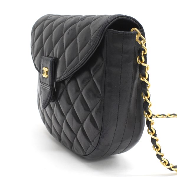 5000065884102780 2 CHANEL Half Moon Chain Bag CocoMark Matelasse Flap Lambskin Black