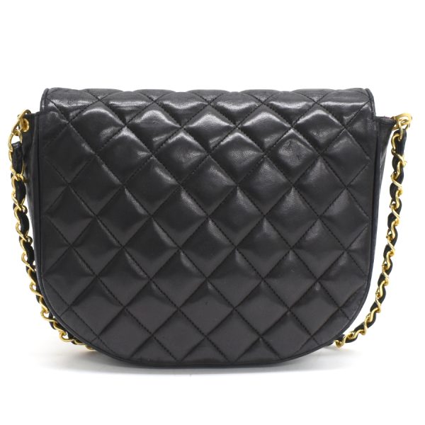 5000065884102780 3 CHANEL Half Moon Chain Bag CocoMark Matelasse Flap Lambskin Black