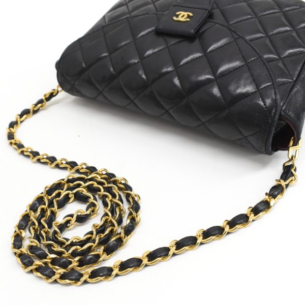 5000065884102780 6 CHANEL Half Moon Chain Bag CocoMark Matelasse Flap Lambskin Black