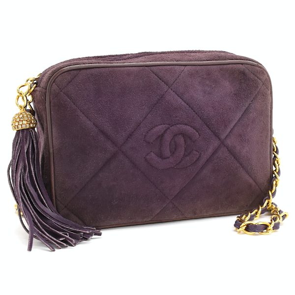 5000065884102792 1 CHANEL Chain Shoulder Bag Matelasse Tassel Suede Leather Purple