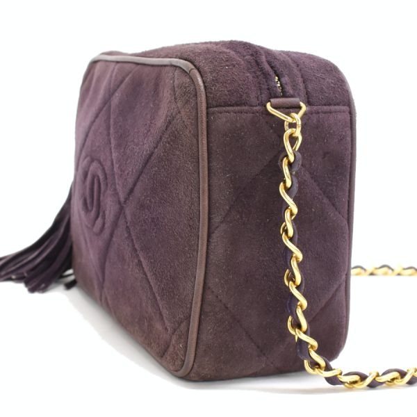 5000065884102792 2 CHANEL Chain Shoulder Bag Matelasse Tassel Suede Leather Purple