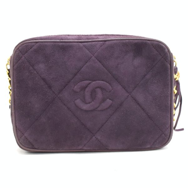 5000065884102792 3 CHANEL Chain Shoulder Bag Matelasse Tassel Suede Leather Purple