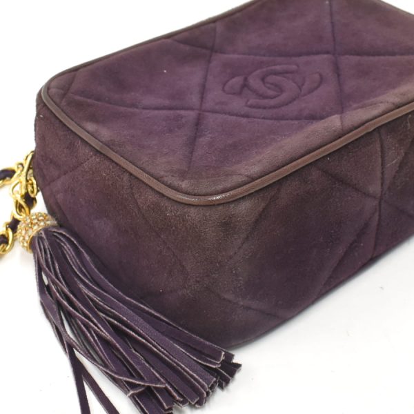 5000065884102792 6 CHANEL Chain Shoulder Bag Matelasse Tassel Suede Leather Purple