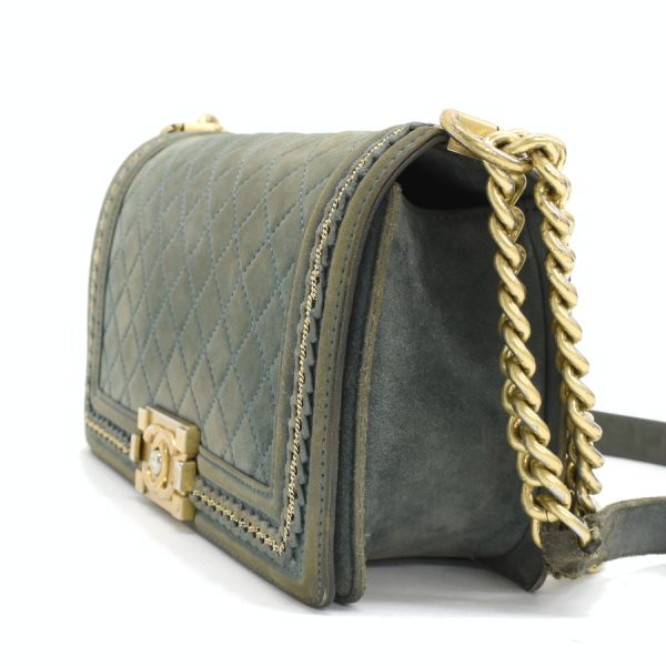 5000065884102826 2 Chanel Chain Shoulder Bag Boy Chanel Suede Leather Green