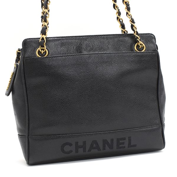 5000065884102923 1 CHANEL Chain Shoulder Tote Bag Caviar Skin Leather Black