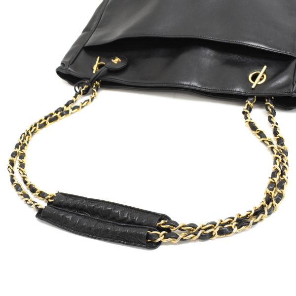 5000065884102924 7 CHANEL Matelasse Chain Shoulder Tote Bag Lambskin Leather Black