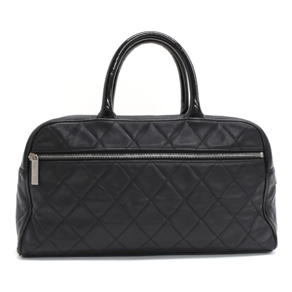 5000065884102983 3 CHANEL Bowling Bag Mini Boston Handbag Caviar Skin Leather Black