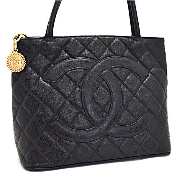 5000065889300447 1 CHANEL Tote Bag Caviar Skin Leather Black