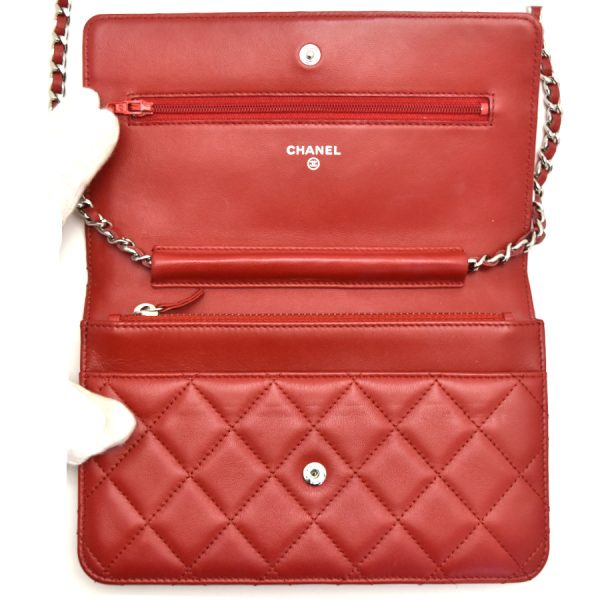 5000065889300452 7 Chanel Chain Wallet Matelasse Red