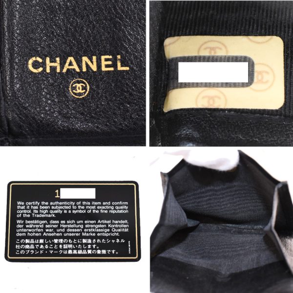 5000066884100384 9 CHANEL Bifold Wallet Small Wallet Double Stitch Leather Black