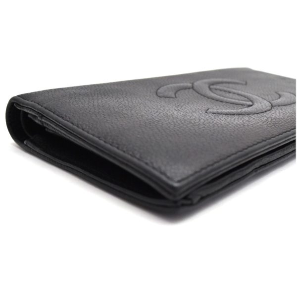 5000066884100387 5 CHANEL Long Wallet Here Mark Caviar Skin Leather Black