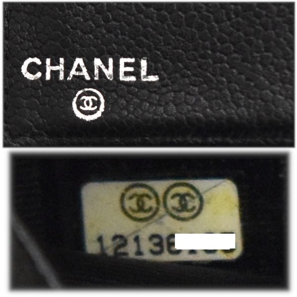 5000066884100387 9 CHANEL Long Wallet Here Mark Caviar Skin Leather Black