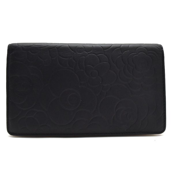 5000066884100388 3 Chanel Long Wallet Camellia Leather Black