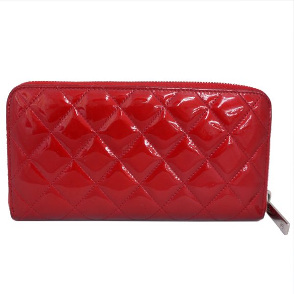 5000066884100392 2 CHANEL Round Zipper Long Wallet Patent Leather Red