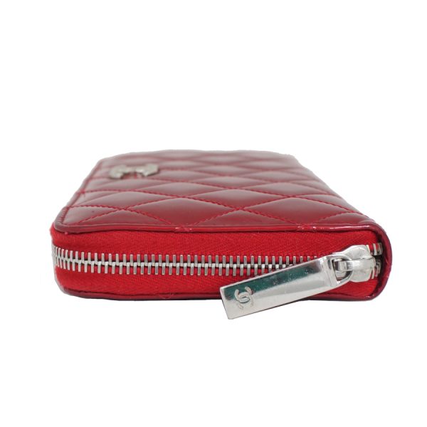 5000066884100392 4 CHANEL Round Zipper Long Wallet Patent Leather Red