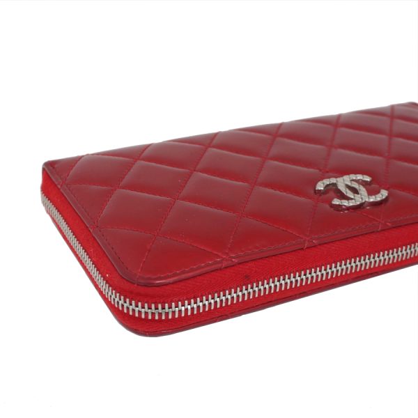 5000066884100392 6 CHANEL Round Zipper Long Wallet Patent Leather Red