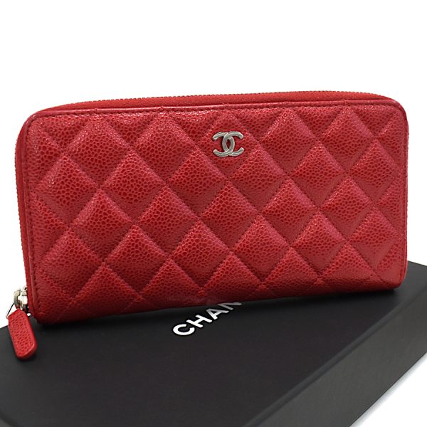 5000066884100396 1 CHANEL Zip Wallet Long Caviar Skin Leather Pink Coco Mark