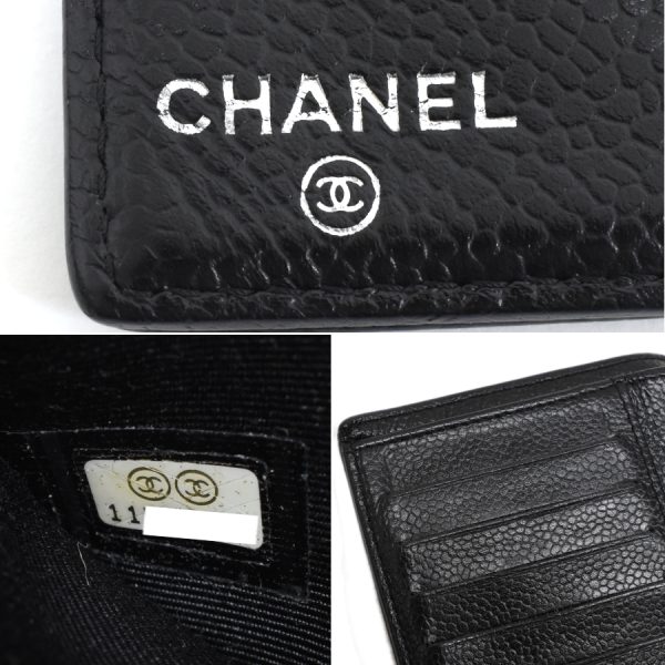 5000066884100400 9 CHANEL bi fold long wallet here mark caviar skin leather black