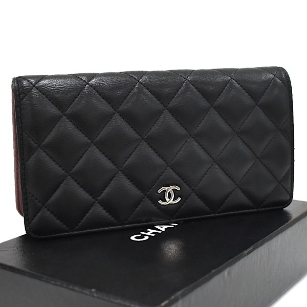 5000066884100401 1 Chanel Matelasse Timeless Classic Bifold Long Wallet Lambskin Black