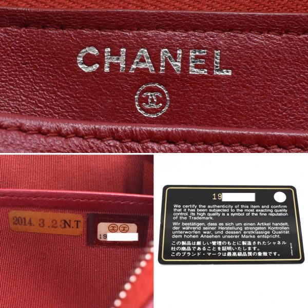 5000066884100408 8 CHANEL Round Zipper Long Wallet Matelasse Leather Red