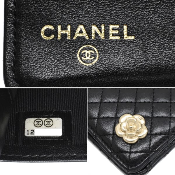 5000066884100409 9 CHANEL bi fold long wallet Micro Matelasse A47501 Camellia leather black