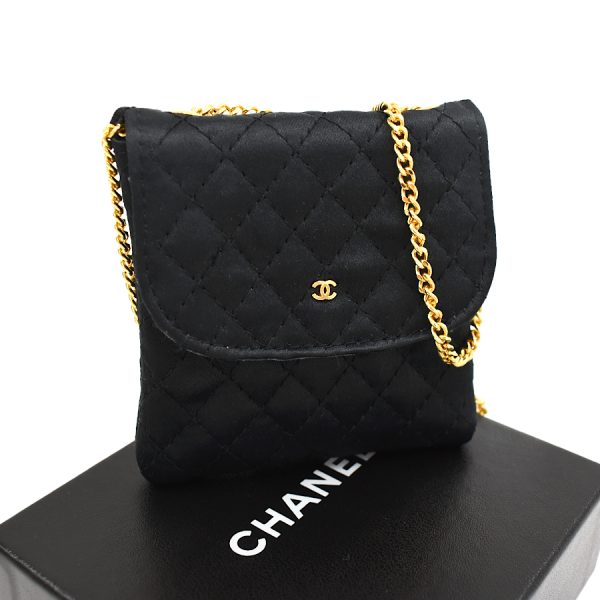 5000067884100312 1 Chanel Matelasse Chain Mini Pouch Necklace Leather Black