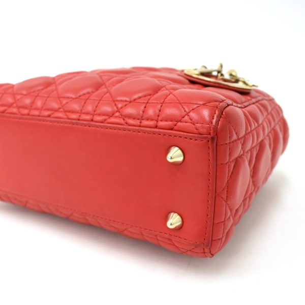 5000089884100267 6 Dior Lady Dior Handbag Cannage Leather Red