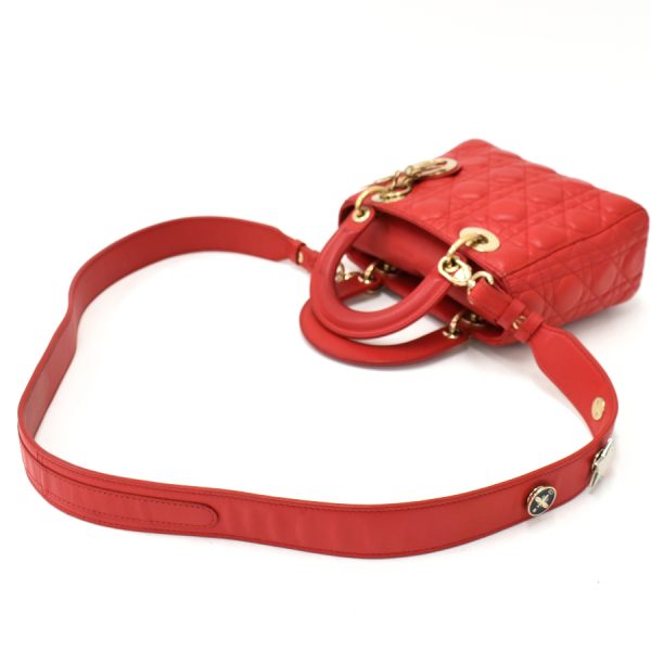 5000089884100267 7 Dior Lady Dior Handbag Cannage Leather Red