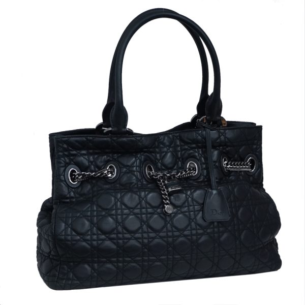 5000089884100385 1 Dior Lady Dior Handbag Cannage Lambskin Black