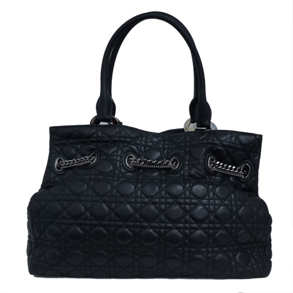 5000089884100385 3 Dior Lady Dior Handbag Cannage Lambskin Black