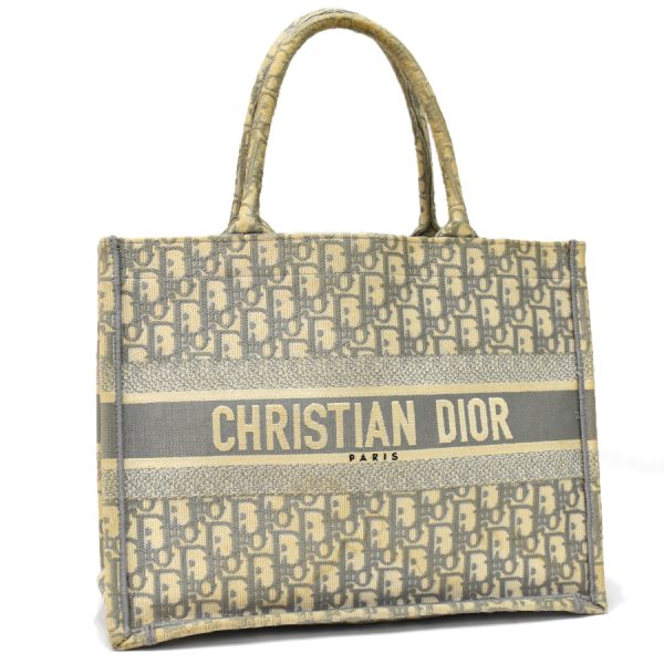 5000089884100416 1 Dior Book Tote Handbag Oblique Embroidery Gray