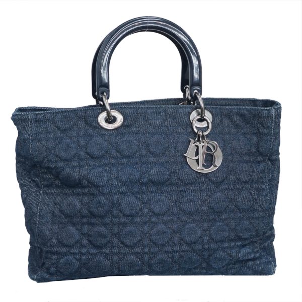 5000089884100422 1 Dior Lady Dior Handbag Denim Navy