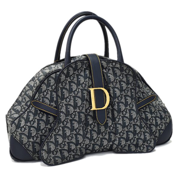 5000089884100434 1 Dior Double Saddle Handbag Trotter Jacquard Navy