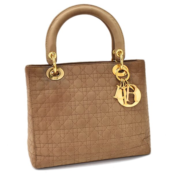 5000089884100448 1 Dior Lady Dior Handbag Nylon Camel