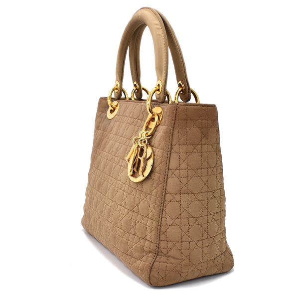 5000089884100448 2 Dior Lady Dior Handbag Nylon Camel